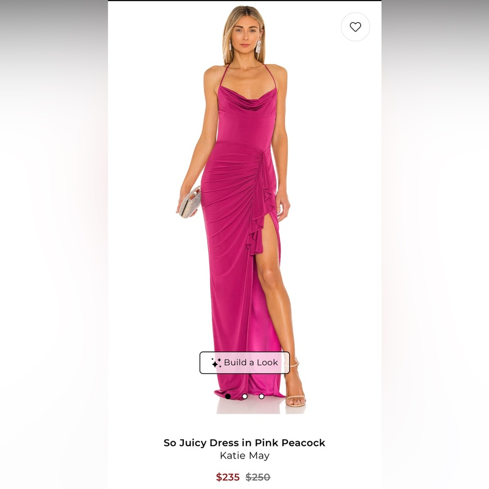 Katie May Magenta Cowl Neck Maxi Dress with Draped Side